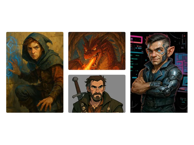 collage of example output from character canvas tool