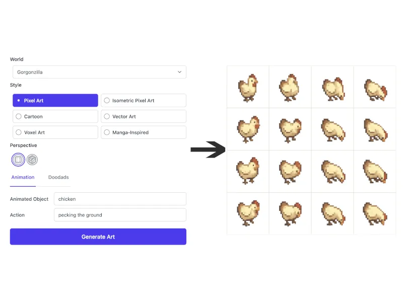 example input and output from art maker tool