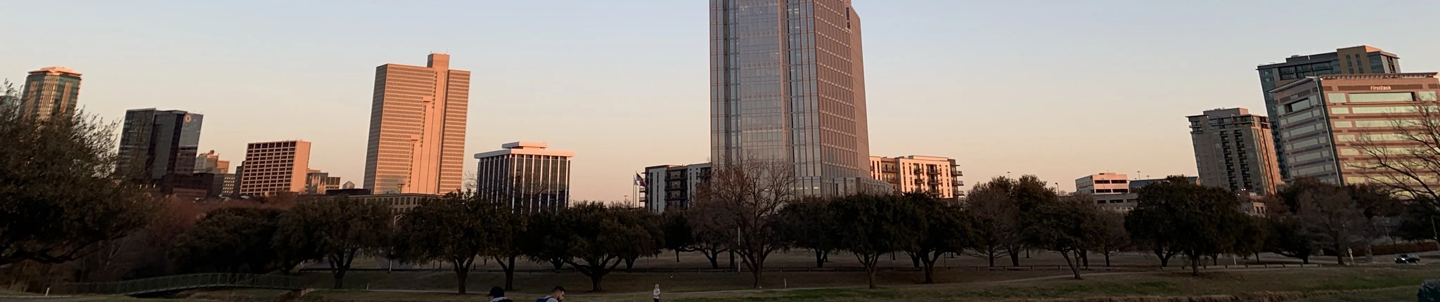 The Fort Worth skyline at sunset