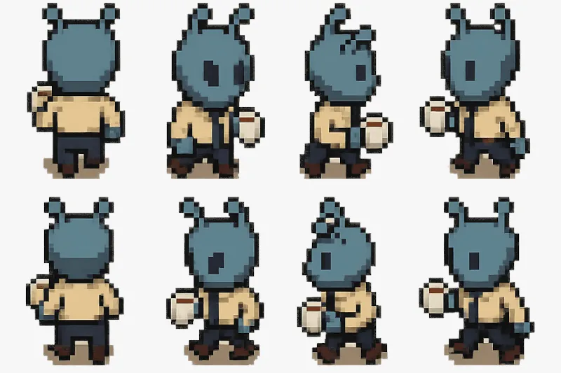 Example sprite sheet of an alien character