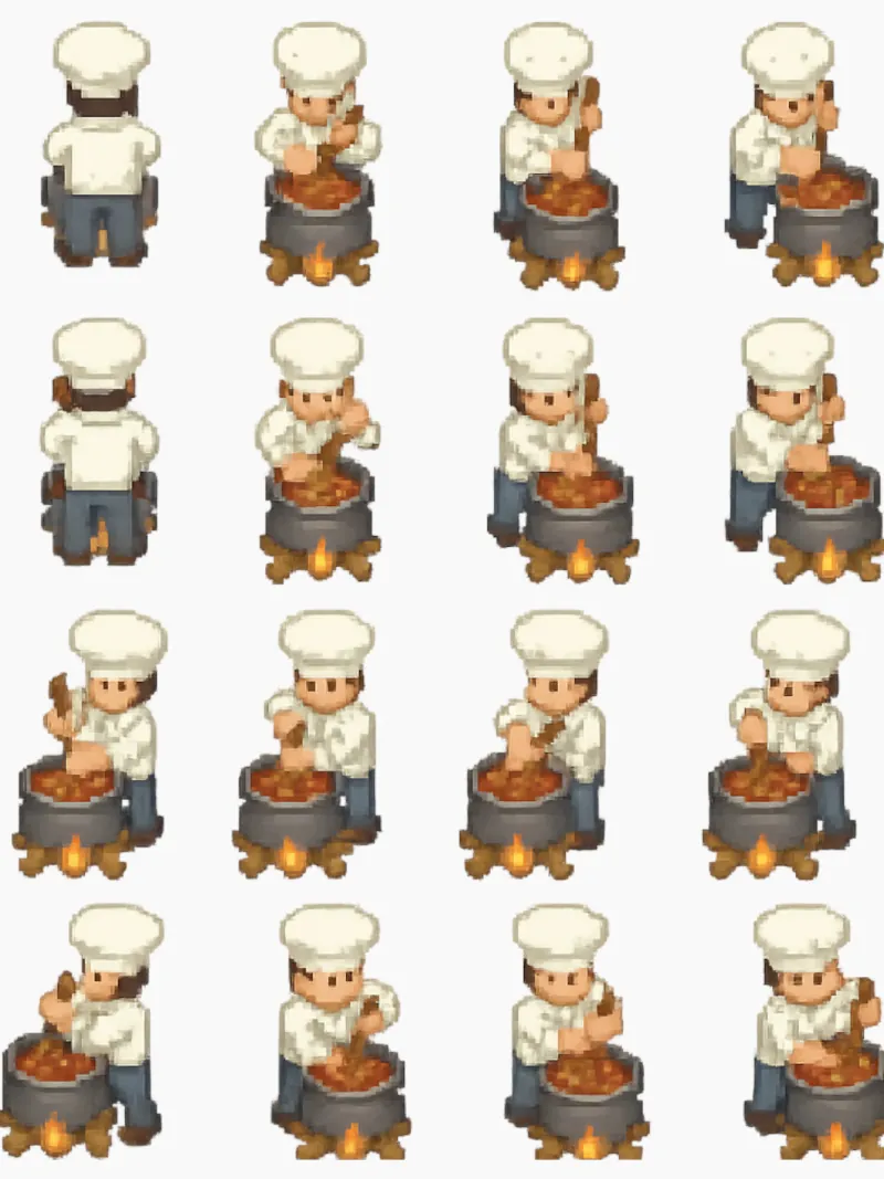 Example sprite sheet of a chef character