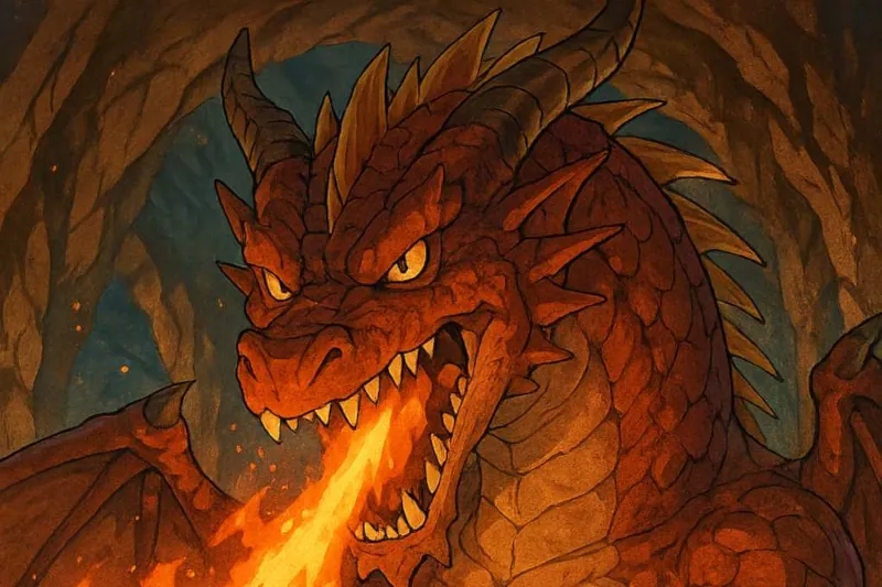 Example output: cool dragon shooting some flames