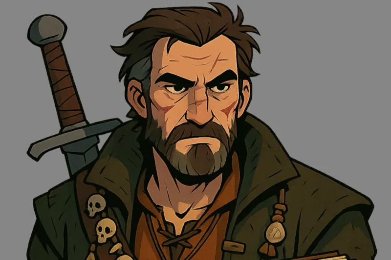 Example output: cartoon male monster hunter