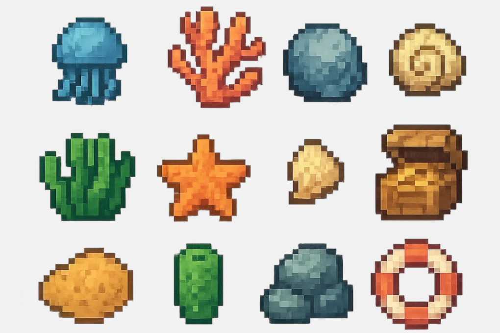 Example doodad output of beach tokens